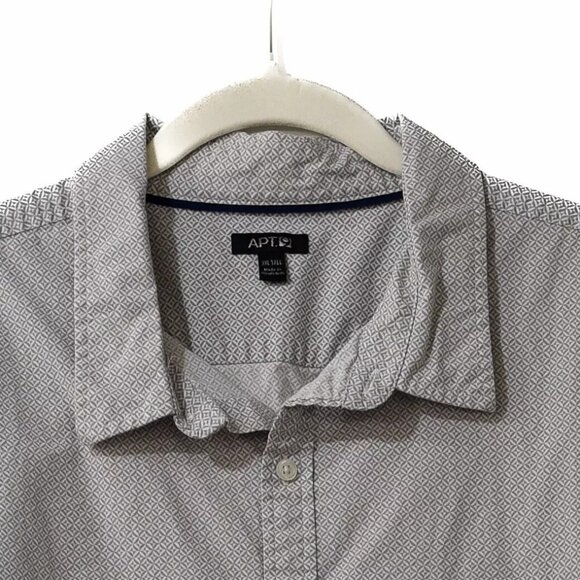 APT.9 Mens Gray Button Up Shirt Casual Slim Collared 1-Pocket Short Sleeve 3XL - Picture 2 of 7
